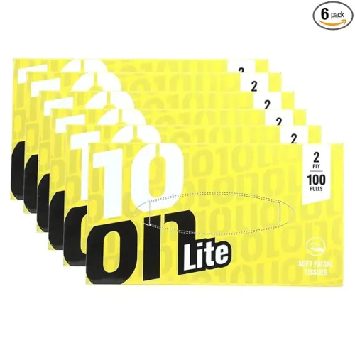 Image of 10on Lite Soft Facial Tissues, 2 Ply Napkin Paper Pack of 6