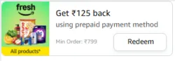 ₹125 Cashback on Prepaid order with Minimum Order of ₹799