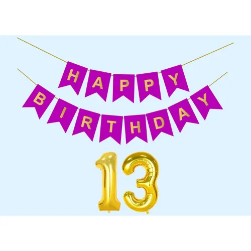 Image of 13th Birthday Purple Decoration Kit Combo