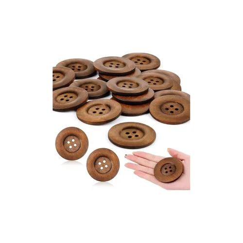 Image of Bhavya Enterprises 30 Pieces Large Size Wood Buttons 1.5 Inch Round Sewing Button 4 Holes
