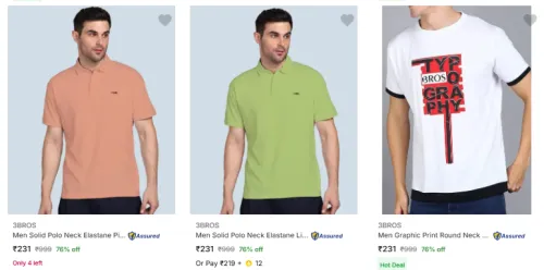 Image of 3BROS Men T-shirts at minimum 70% Discount