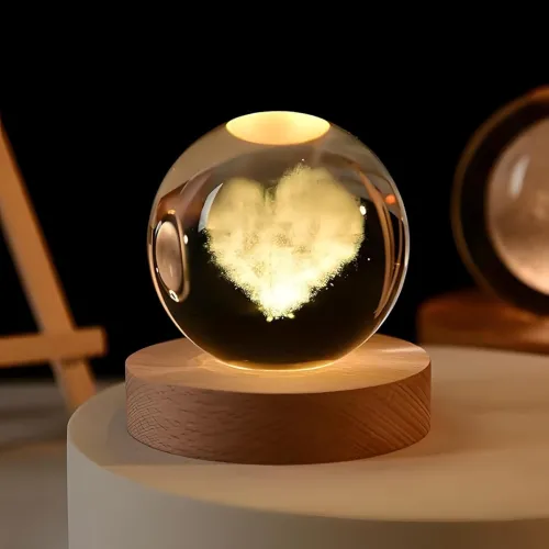 Image of EMAILYA RETAILS 3D Love Heart Crystal Ball Lamp