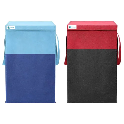 Image of 68 L Grey Black Laundry Basket (Pack of 2)
