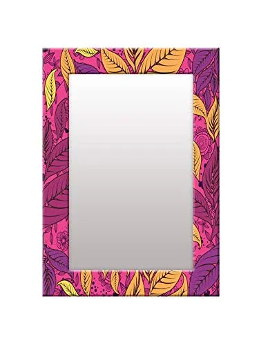 Image of 999STORE Printed Multi-Color Leaves Mirror 14X20 Inches