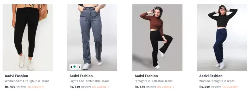 Image of Aadvi Fashion Women's Jeans at minimum 80% Discount
