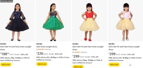 Image of Aarika Girl's Kisd 's Knee-Length Dress At Stating ₹188