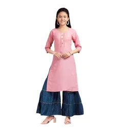 Aarika Girls Cotton Kurti – Sea Green, Lace Work