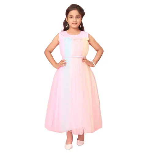 Image of Aarika Girls Multi Colour Nylon Solid Gown