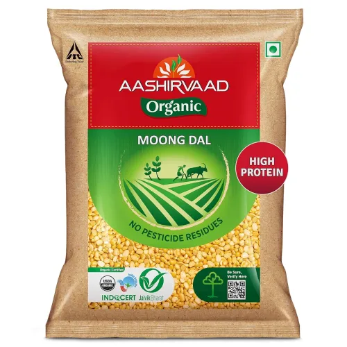 Image of Aashirvaad Organic Moong Dal, 1 Kg, 100% Organic Moong Dal, Rich in Protein
