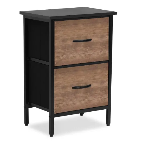 Image of ABOUT SPACE Side Table for Bedroom with 2 Fabric Foldable Drawers 