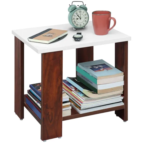 Image of ABOUT SPACE Wooden Side Table Organizer – Bedside/Night Stand