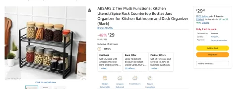 Image of ABSARS 2 Tier Multi Kitchen Rack