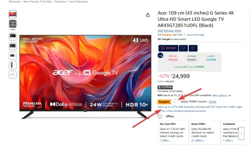 Image of Acer 109 cm (43 inches) G Series 4K Ultra HD Smart LED AR43GT2851UDFL