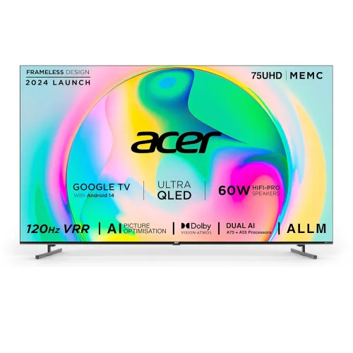 Image of Acer 189 cm (75 inches) HD Smart QLED Google TV AR75QDXGU2875AT
