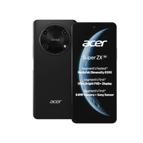 Image of Acer Super ZX 5G (Carbon Black, 6GB RAM, 128GB Storage) | 120 Hz FHD+ Display | 5000 mAh Ultra-Thin Battery |