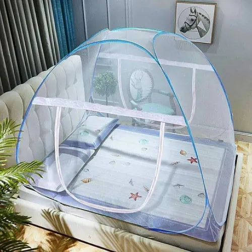 Image of Adbra Cotton Adults Washable Folding King Size, Double Bed Mosquito Net (White, Tent).