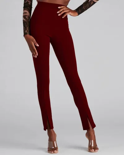 Image of ADDYVERO Women Regular Fit Maroon Cotton Blend Trousers