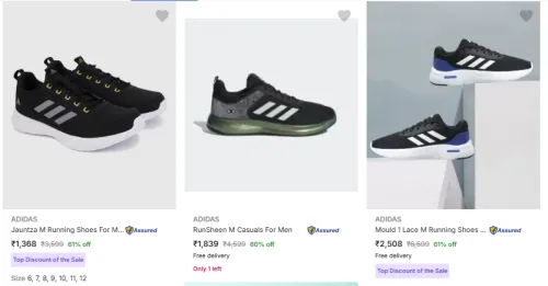 Image of ADIDAS Men's Running Shoes at Minimum 60% Discount