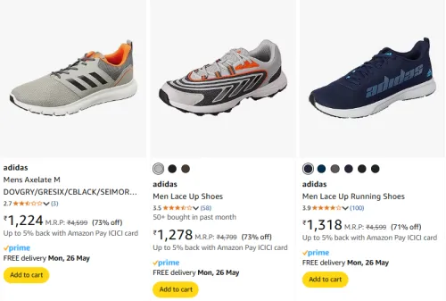 Image of Adidas Men's Running Shoes at minimum 71% Discount