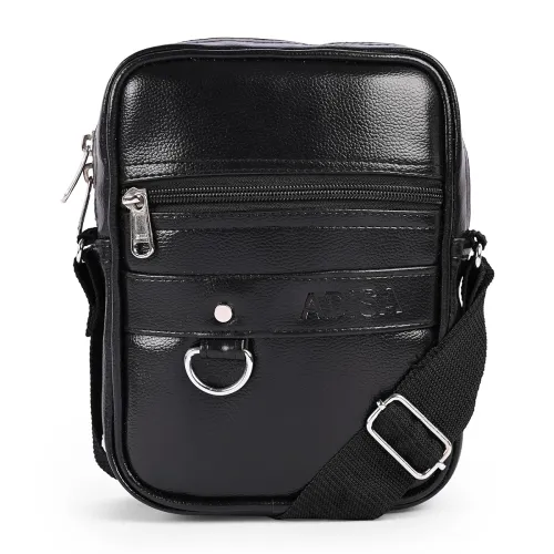 Image of ADISA Faux Leather Unisex Sling Cross Body Travel Office Messenger Bag (MS9011)
