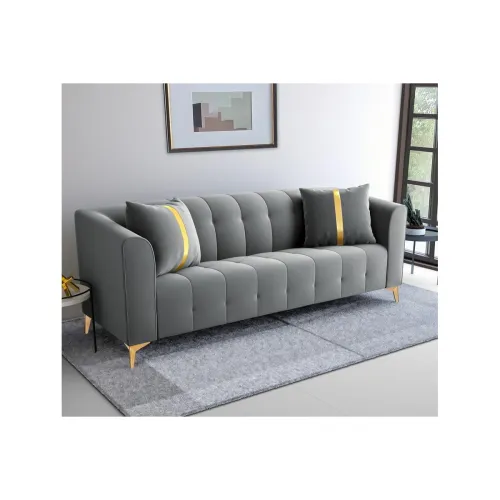 Image of Adorn India Premium Mystic 3 Seater Sofa Velvet Suede Fabric 