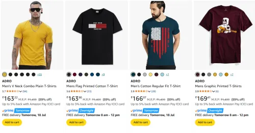 Image of ADRO Men's T-shirts at minimum 85% Discount