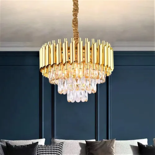 Image of ADWAIT Modern K9 Crystal Chandelier (Gold, 300mm)