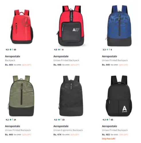 Image of Aeropostale Brand Backpacks @ Minimum 80% Discount