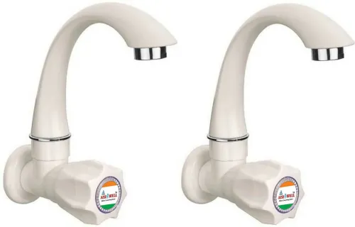Image of aerowell PVC Tap Kitchen Mixer White POLO Sink Cock for Bathroom Wash Basins Tap Kitchen Mixer White POLO Sink Cock for