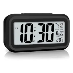 AERYS Digital Alarm Clock with Automatic Sensor, Date and Temperature Display