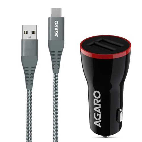 Image of AGARO Dual Port Car Charger + Micro USB Cable