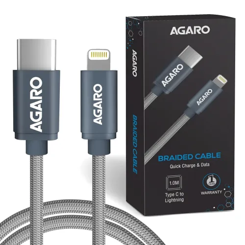 Image of AGARO Nylon Braided Type C to Lightning Cable 1M