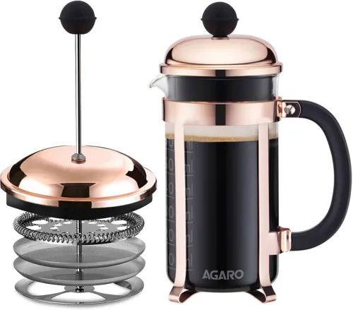 Image of AGARO Royal French Press Coffee And Tea Maker, 4 Cups Coffee Maker (Copper)