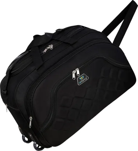 Image of Airfancy 45 L Strolley Duffel Bag - Lightweight Expandable Duffel Travel Bag With Wheels For Men And Women - Black - Reg