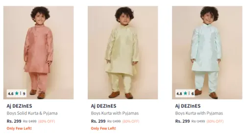 Image of Aj DEZInES Boys Kurta with Pyjamas Starting At @₹299