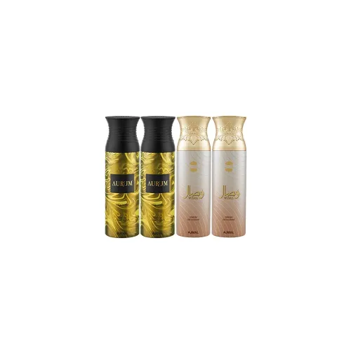 Image of Ajmal 2 Aurum & 2 Wisal Deodorant Spray (200 ml, Pack of 4)