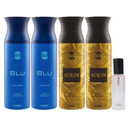 Image of Ajmal 2 Blu + 2 Aurum Deo (200ML each) + Neea EDP 20ML