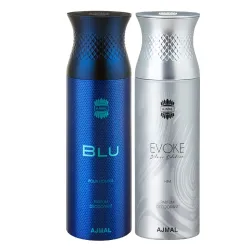 AJMAL Blu & Evokesilverhim Liquid Deodorants(200 Ml, Pack Of 2)