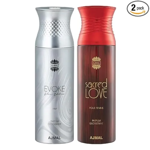 Image of Ajmal Evoke & Sacredlove Deodorant Spray Gift Pack, 200ml (Pack of 2)