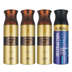Ajmal Wisal Dhahab Distraction Deodorant Combo Pack 4 (800ML)