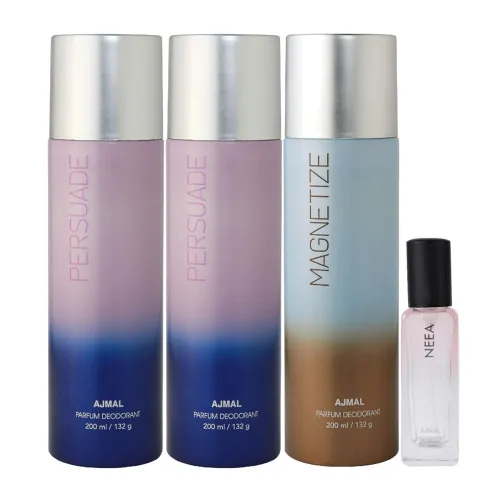 Image of Ajmal 2 Persuade & Magnetize Deos (200ml each) + Neea EDP (20ml) – Pack of 4