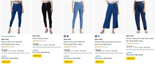 Image of AKA CHIC Women's Jeans at minimum 70% Discount