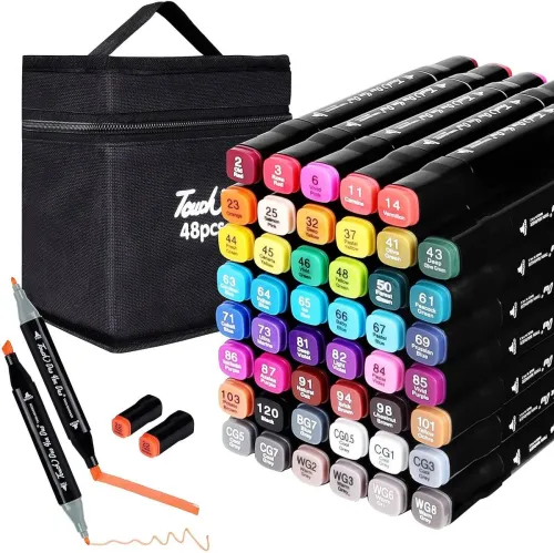 Image of Akvanar 48 Pc Alcohol Markers Pen Set Colour Art Dual Tip Broad 