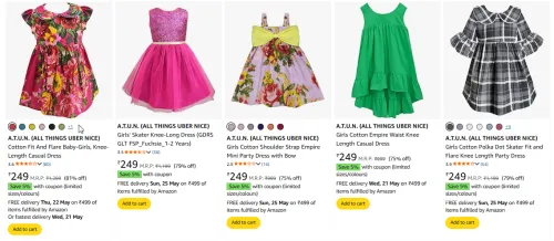 Image of A.T.U.N.(ALL THINGS UBER NICE)Girls Dresses Minimum 80% Discount