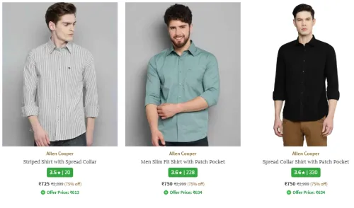 Image of Allen Cooper Brand Men's Shirts @ Up to 75% Discount