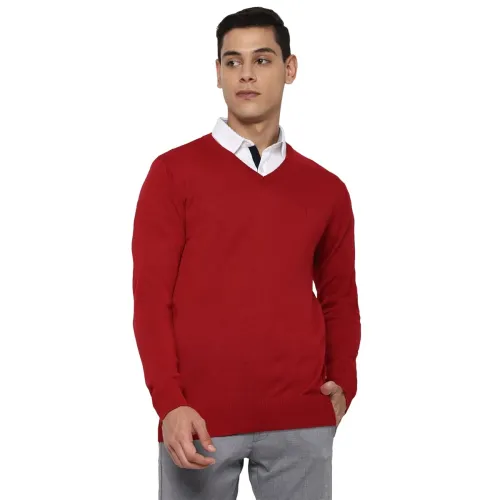 Image of Allen Solly Men Acrylic Blend Casual V-Neck Sweater