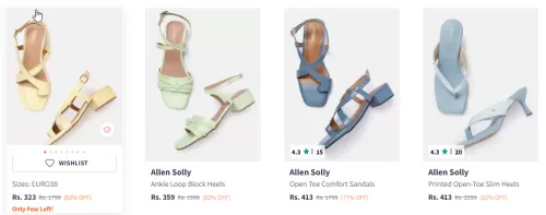 Image of Allen Solly Open Toe Block Heel @ Flat 82% Discount | Start ₹323