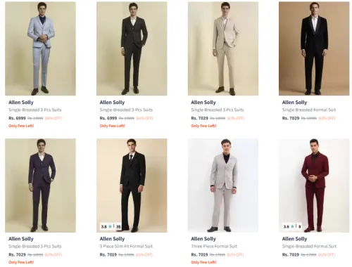 Image of Allen Solly Three-Piece Suits At 65% Discount