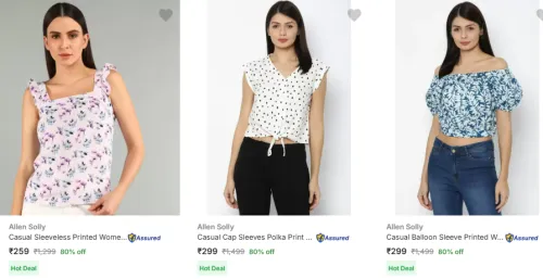 Image of Allen Solly Women's Casual Top Minimum 80% Discount