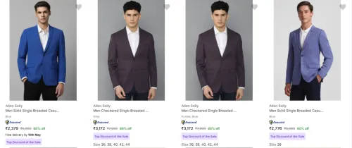Image of Allen Solly Blazer For Mens Flat 60% Discount